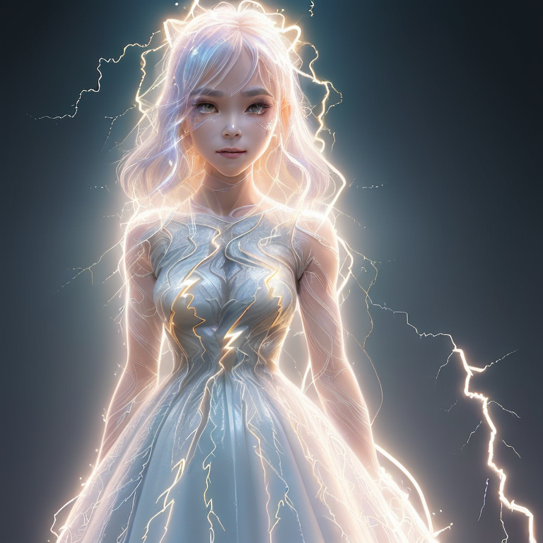 00628-476791917-a girl, (wearing a dress, trace the contour with detailed intricate white thin lined crackling shimmering vibrant lightning_1.3).png